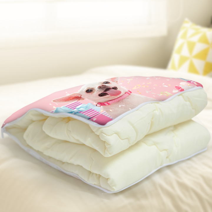 Custom Pet Photo Quillow - Multifuctional Throw Pillow and Quilt 2 in 1 - 47.25"x55.10"