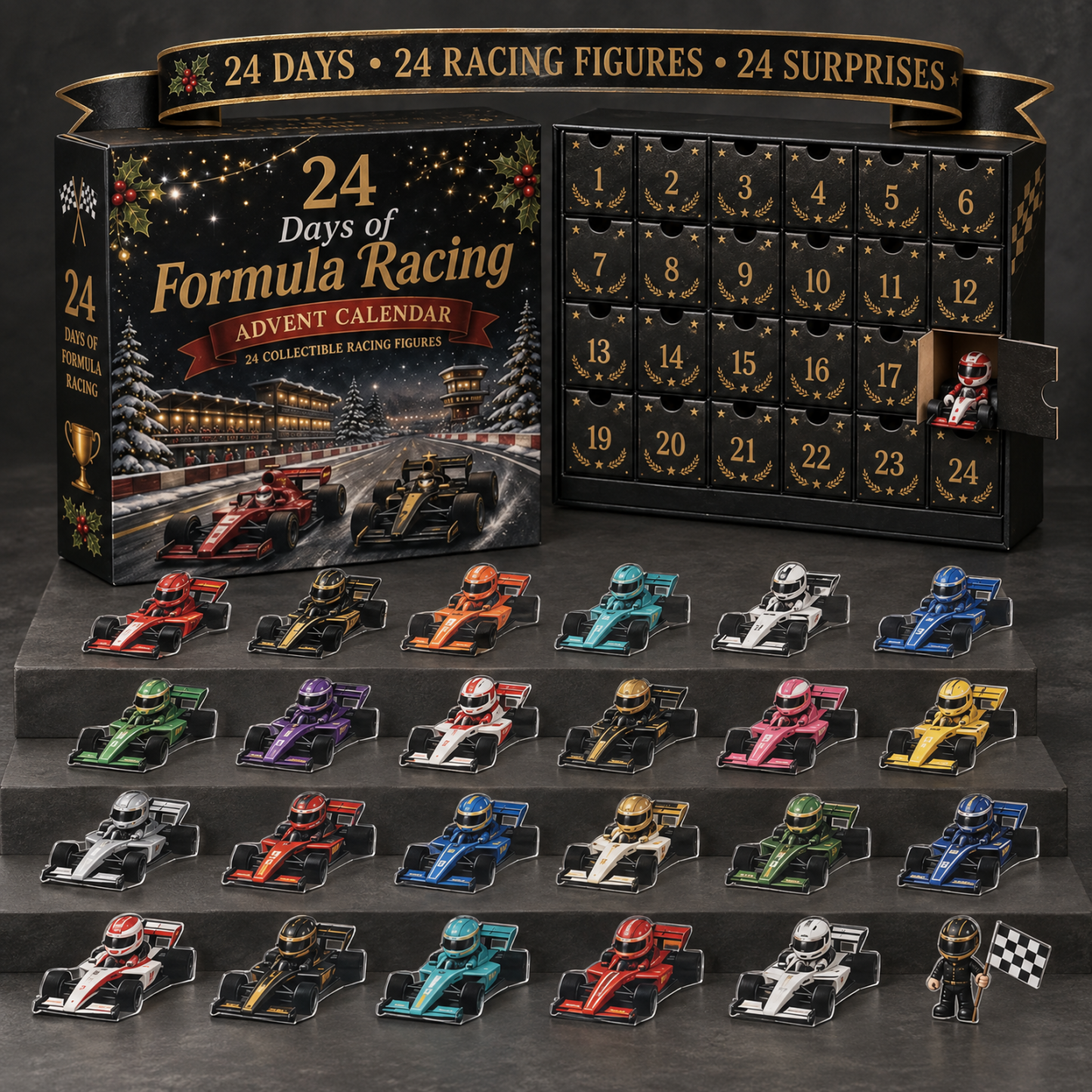 Classic American Vintage Cars Acrylic Christmas Advent Calendar – 24-Day Car Model Countdown Collectible Gift - Get Photo Blanket