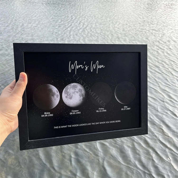 Personalized Family Moon Phase Wood Frame Family Unique Gifts