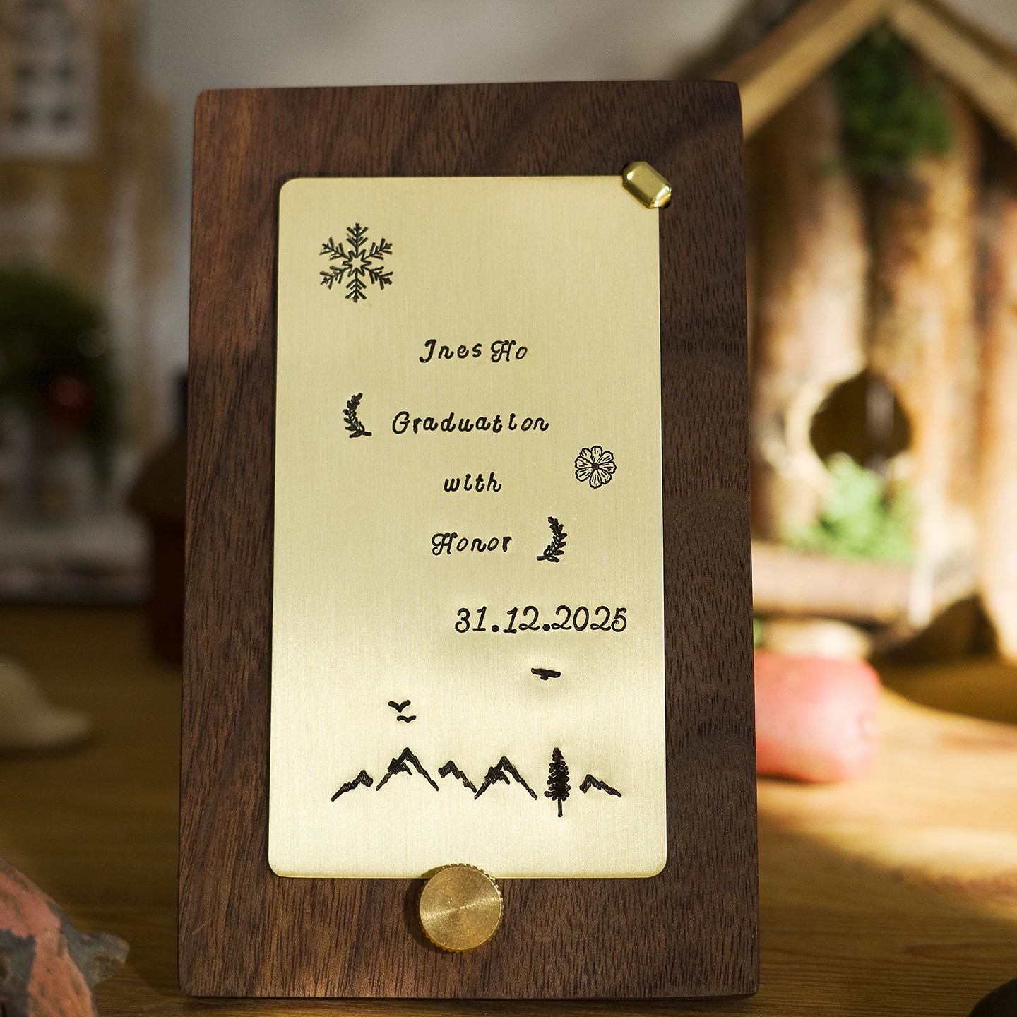 Handmade Custom Brass Wooden Plaque Perfect For Valentine'S Day Gifts And Birthday Home Decor