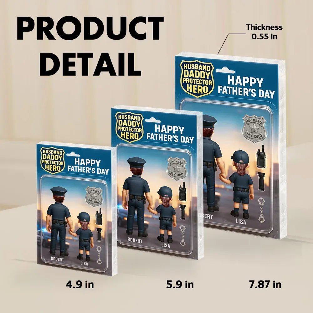 Personalized Acrylic Block Plaque Husband Daddy Protector Hero Custom Police Figure Perfect Father's Day Gift for Dad or Husband - Get Photo Blanket