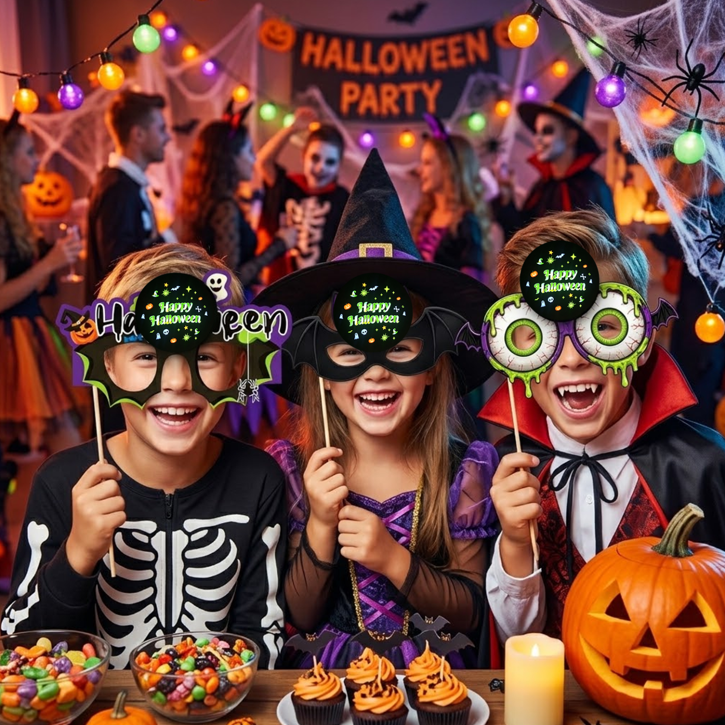 Halloween Light-Up Photo Prop Card – Glowing Festival Party Decoration for Spooky Photos and Holiday Celebrations - Get Photo Blanket