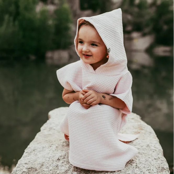 Personalized Embroidery Kids Waffle Beach Towel Ponchofor Summer & Beach - Get Photo Blanket