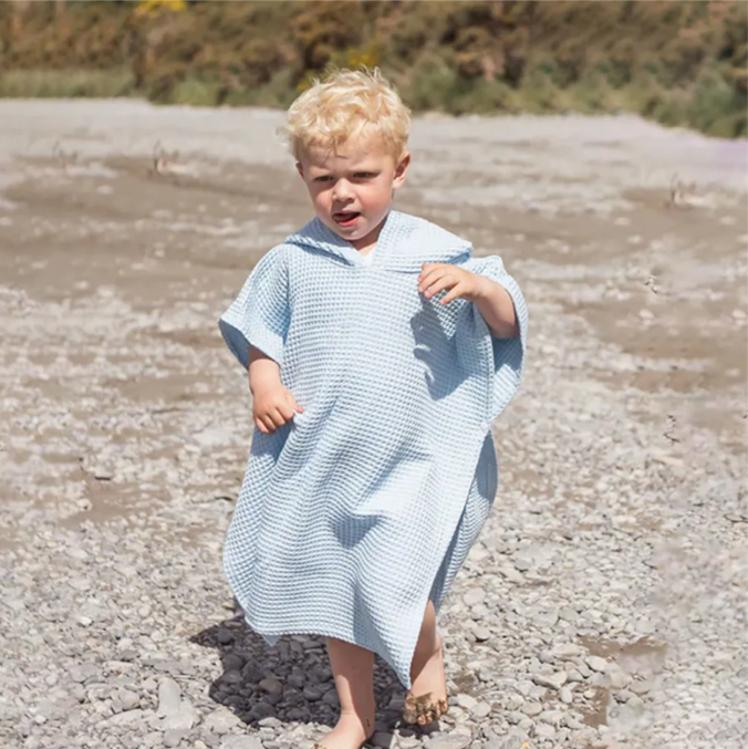 Personalized Embroidery Kids Waffle Beach Towel Ponchofor Summer & Beach - Get Photo Blanket