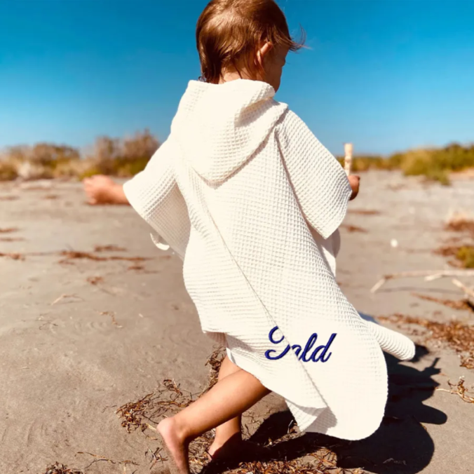 Personalized Embroidery Kids Waffle Beach Towel Ponchofor Summer & Beach - Get Photo Blanket
