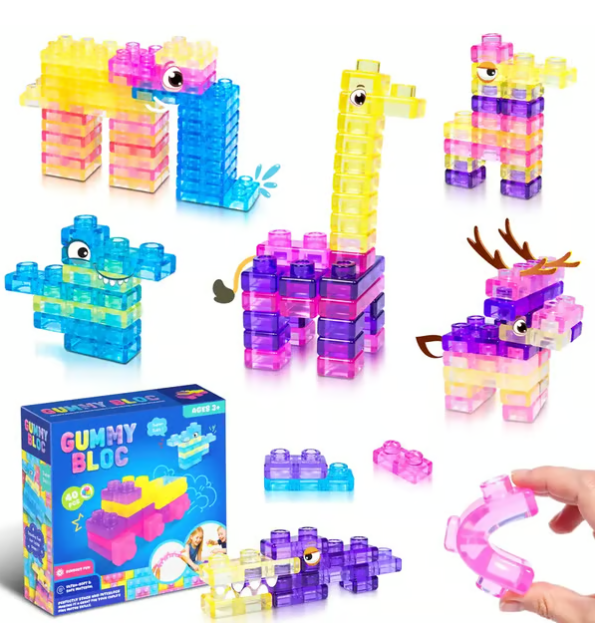 GUMMY BLOCK: 40-Piece Montessori Sensory Building Soft Blocks - Get Photo Blanket