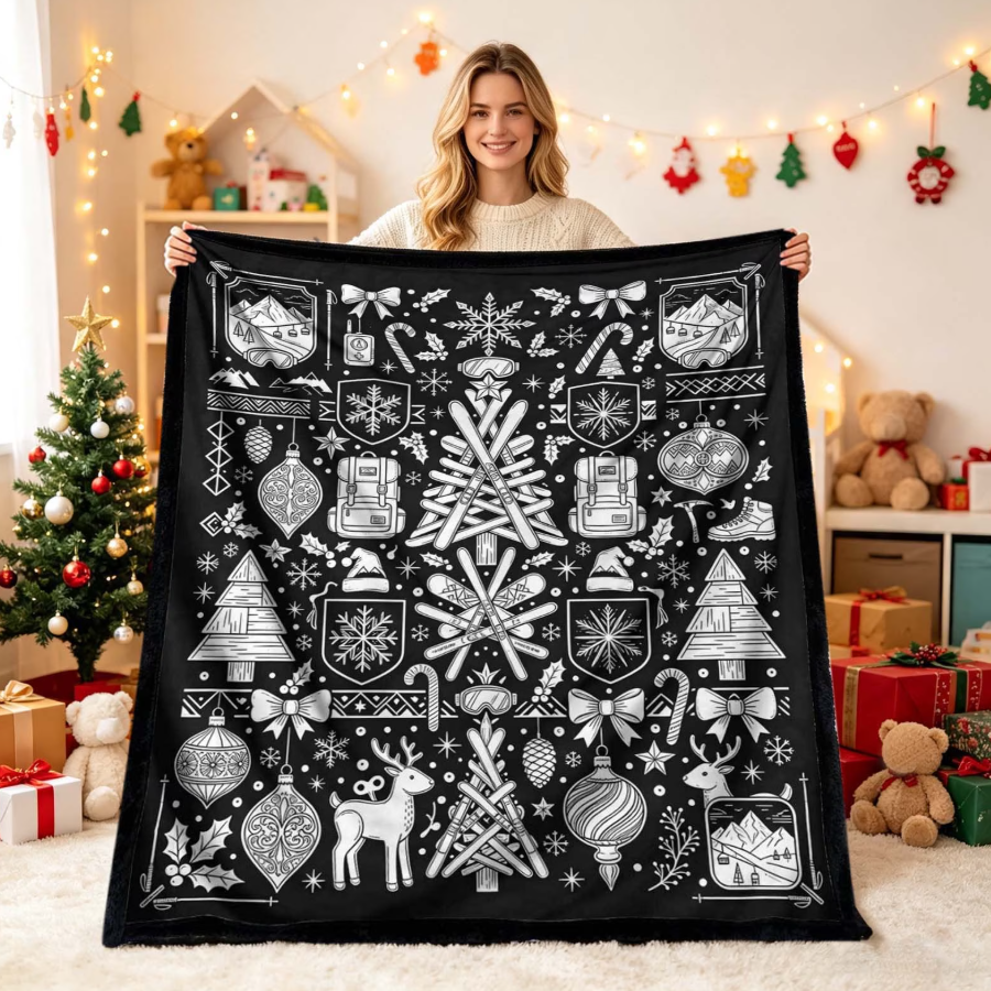 DIY Christmas Drawing Blanket Doodle Your Own Xmas Blanket, Customizable Washable Paint Play Blanket for Adults, Kids