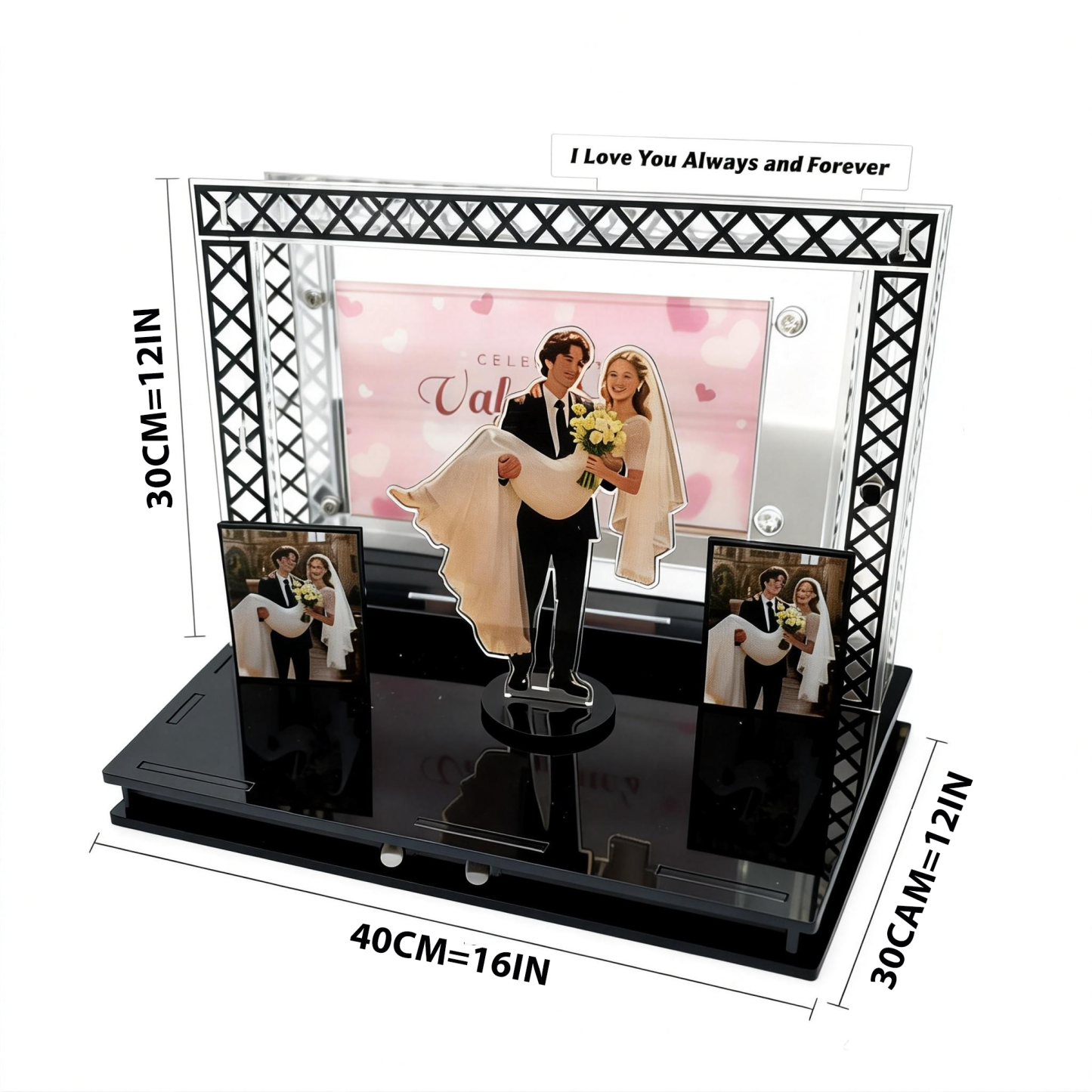 Personalized Mini Music Stage with Lights | Acrylic Couple Gift with Auto Music Player - Get Photo Blanket