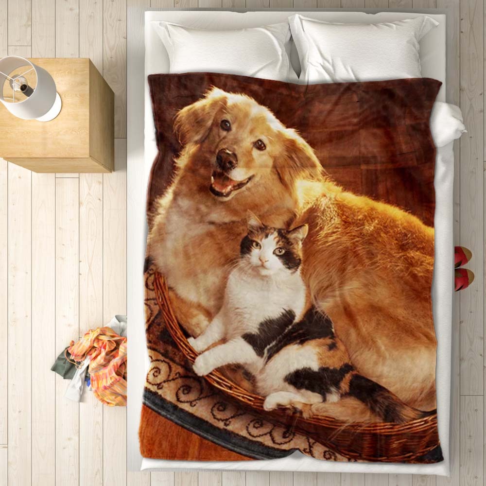 Custom Dogs Blankets Personalized Pets Photo Fleece Blanket Custom Photo Blankets