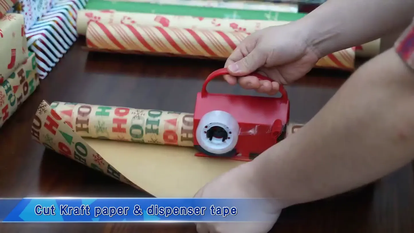 Wrapping Paper Cutter & Tape Dispenser, Dual Use Holiday Gift Wrap Cutter Tool Paper Roll Holder Tube - Get Photo Blanket