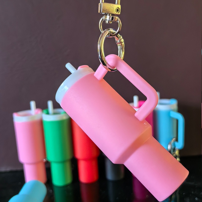 Mini Tumbler Keychain with Detachable Lipstick and Lip Gloss Storage
