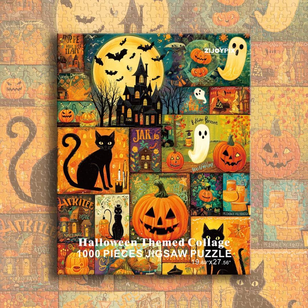 Creative Halloween Puzzle Set for Teens & Adults - Cozy Night In, Book Lovers & Art Enthusiasts, Relaxation Therapy