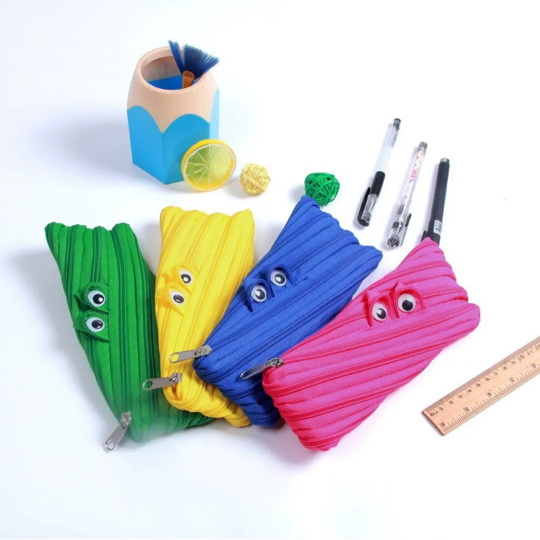 Cute Monster Zipper Pencil Case Funny Creative Student Pen Pouch