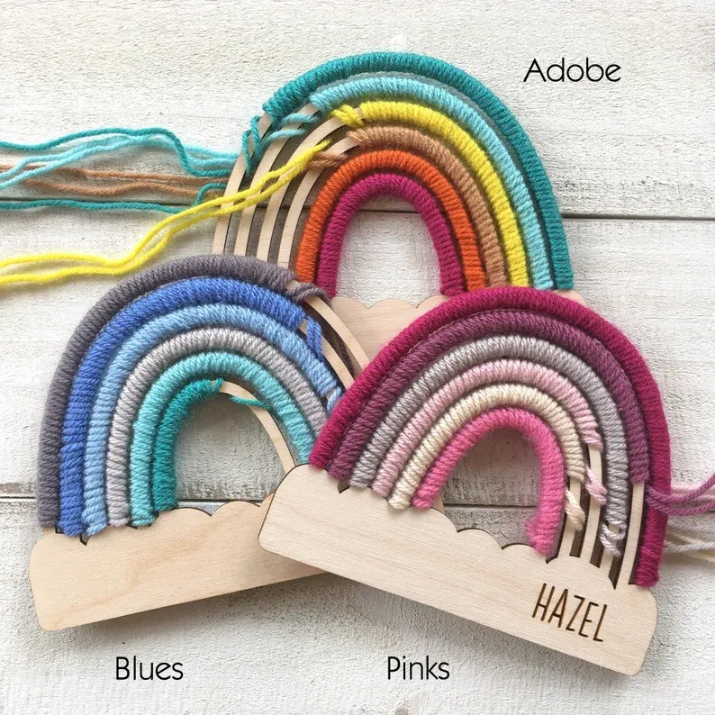 Personalized Rainbow Craft Kit - Yarn & Tool included