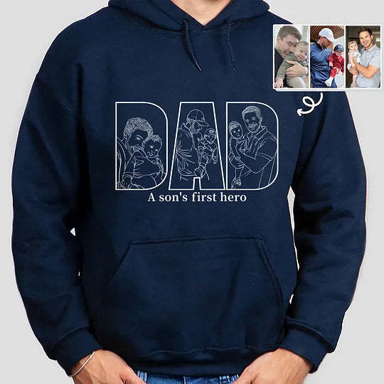 Custom Family Photo Portrait Sweatshirt/T-shirt Embroidered/Printing Hoodie Gift for Dad or Mom