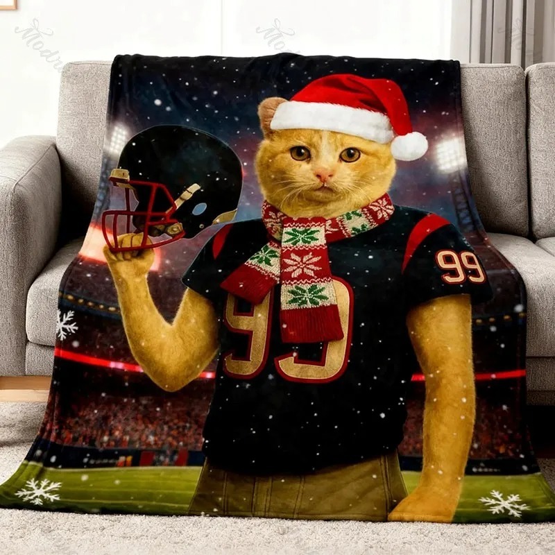 Custom Christmas American Football Pets Blankets