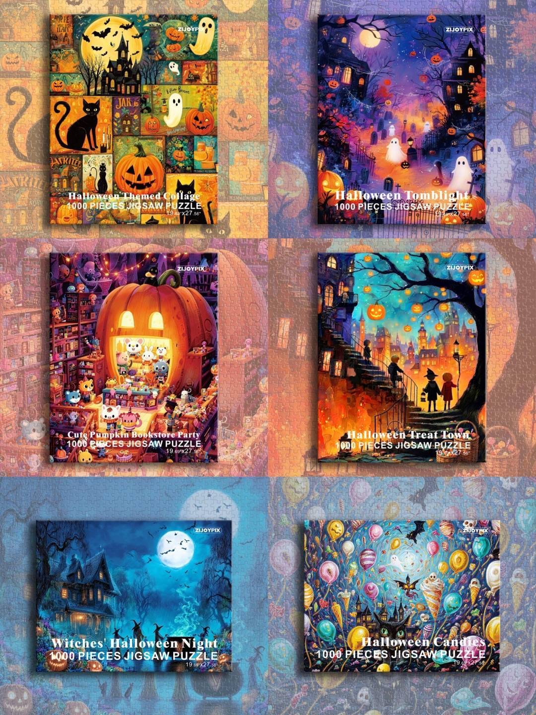Creative Halloween Puzzle Set for Teens & Adults - Cozy Night In, Book Lovers & Art Enthusiasts, Relaxation Therapy