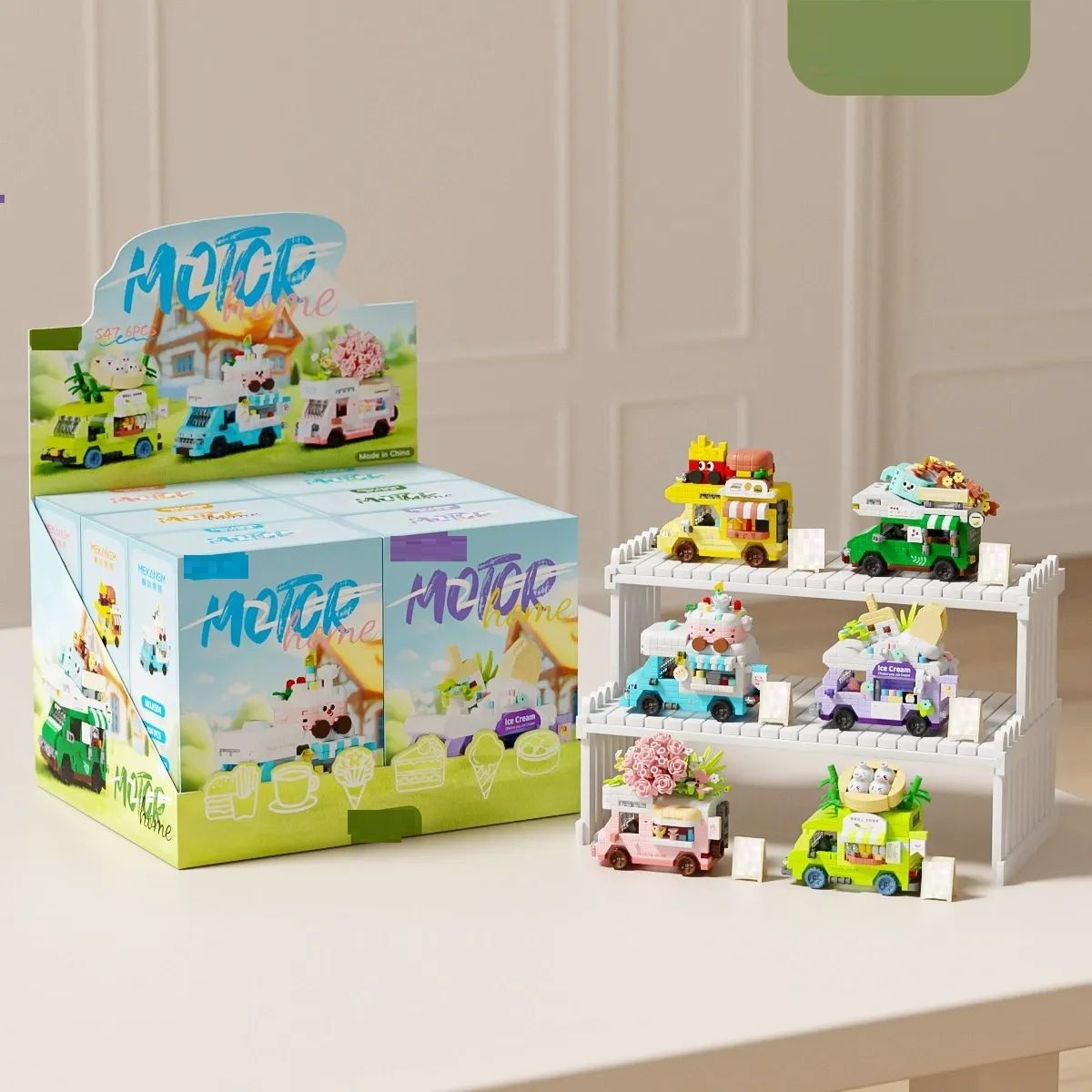  Pink Flower Car Building Block Set Gift for Her