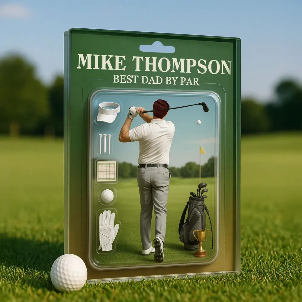 Personalized Acrylic Block Plaque Best Dad and Grandpa, Golf Lover, Realistic Figure Design - Get Photo Blanket