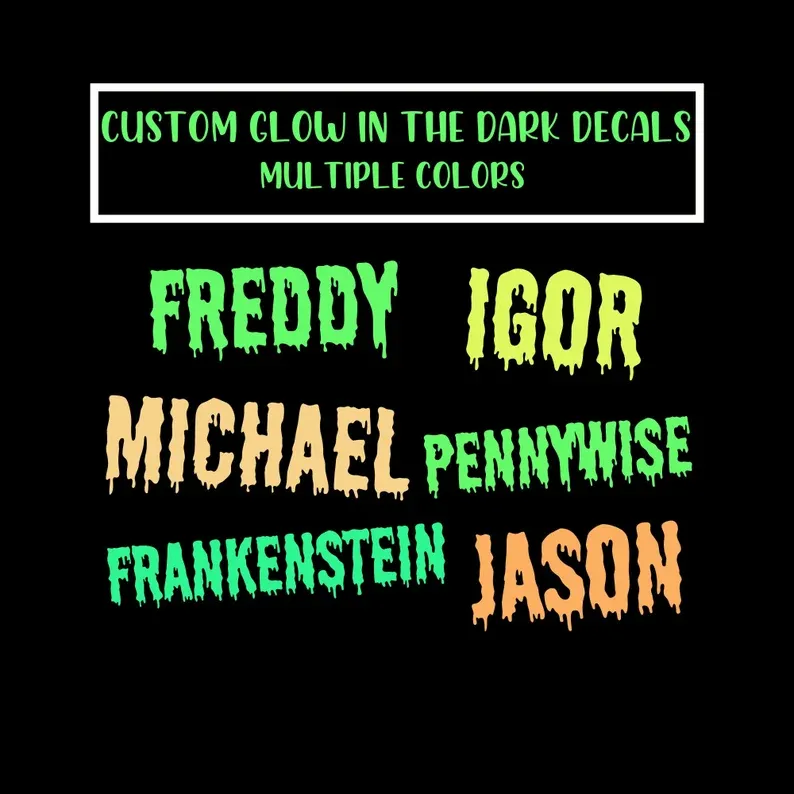 Glow in the Dark Custom Name Decal | Spooky Name Sticker | Personalized Name Decals | Custom Name Decal - Get Photo Blanket