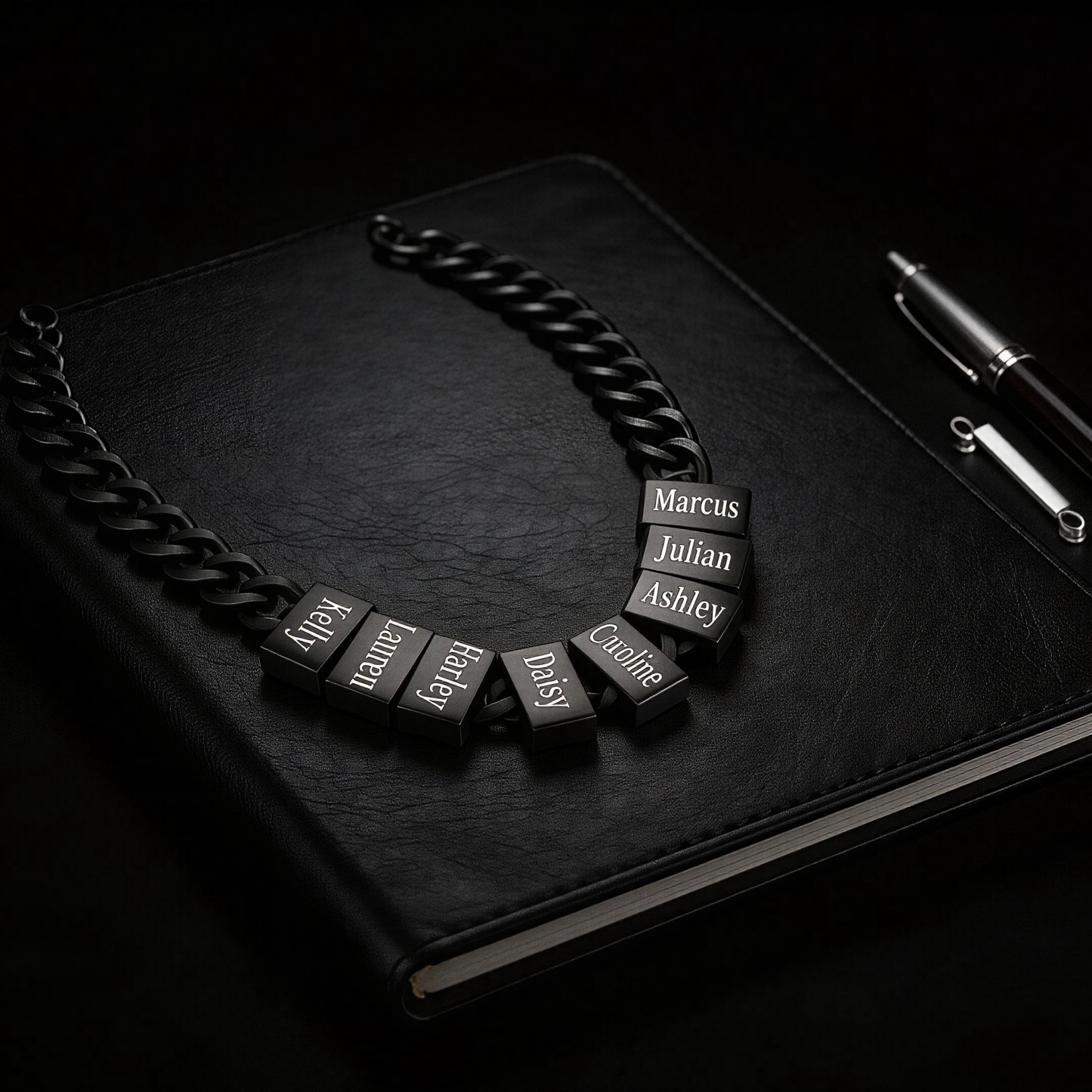 Personalized Minimalist 1-8 Nameplates Men Curb Chain Necklace with Engraved Names Father's Day Anniversary Birthday Gift for Dad Grandpa