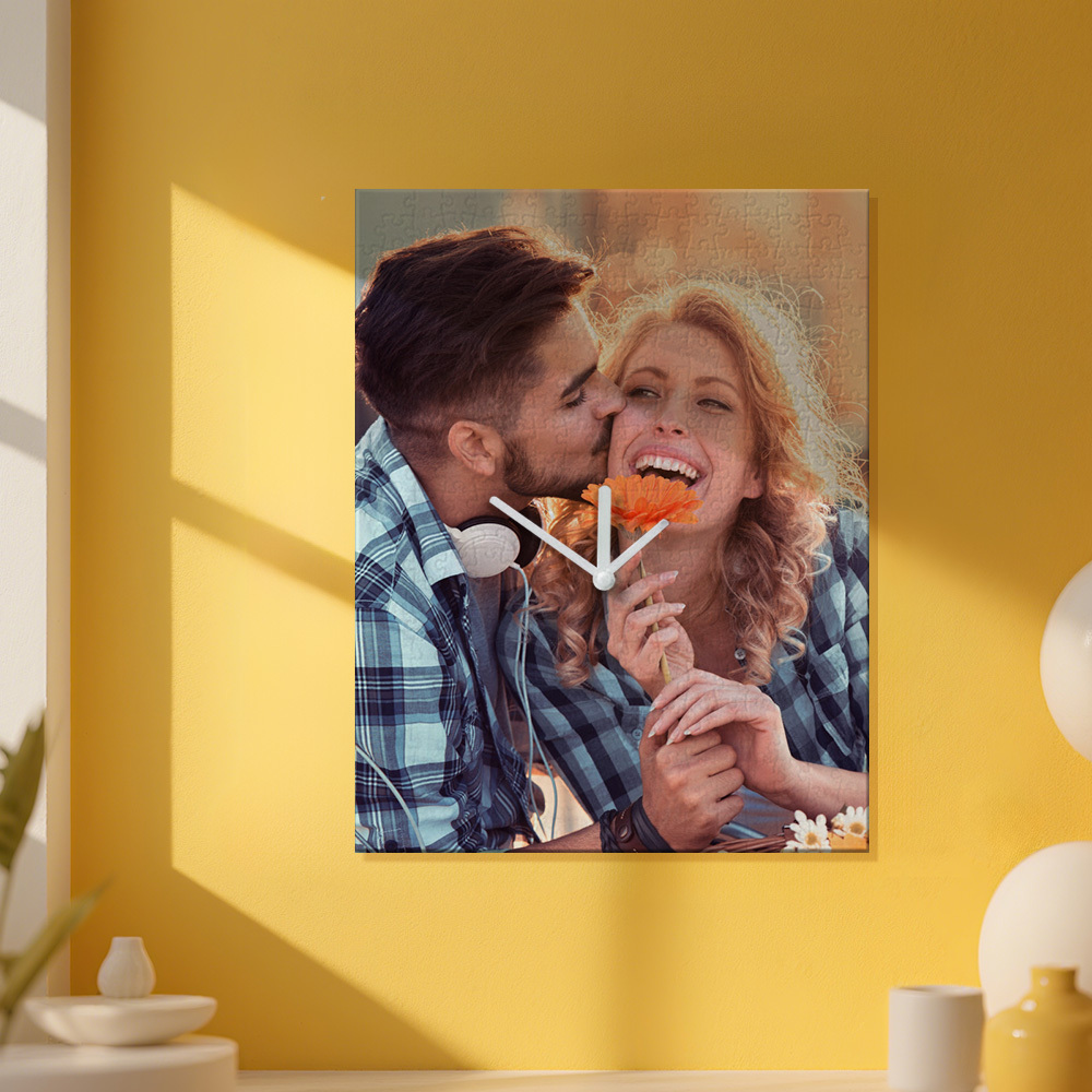 Custom Photo 3D Wall Clock Puzzle Personalized Love Memory Home Decoration Gift