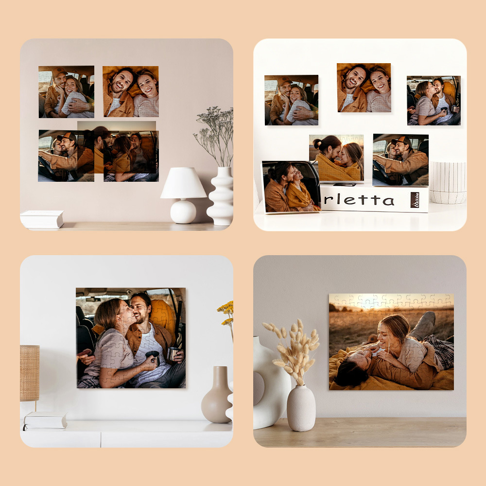 Custom Photo 3D Wall Clock Puzzle Personalized Love Memory Home Decoration Gift