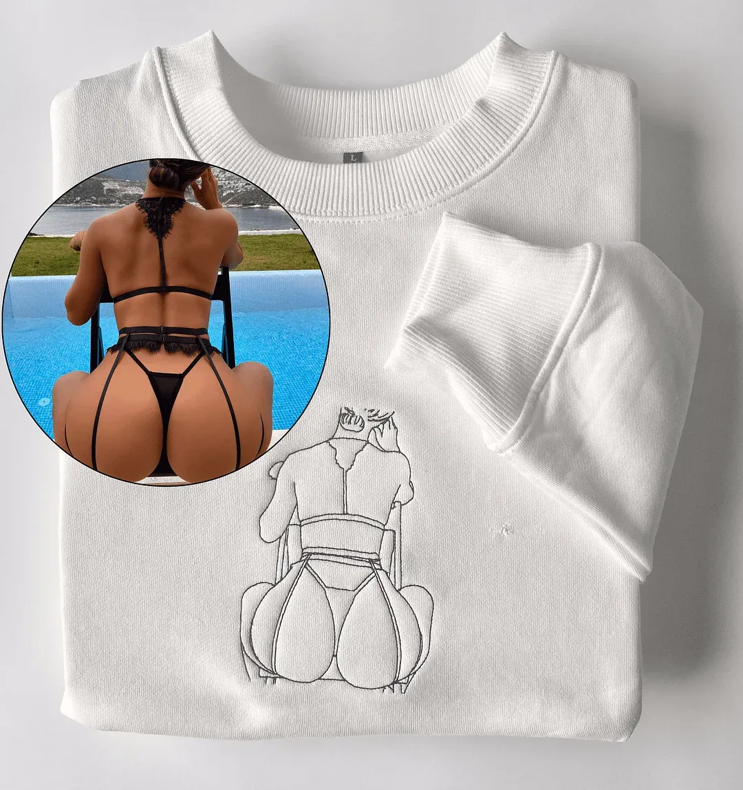 Custom Embroidered Sweatshirt – Personalized Sexy Portrait Gift for Him