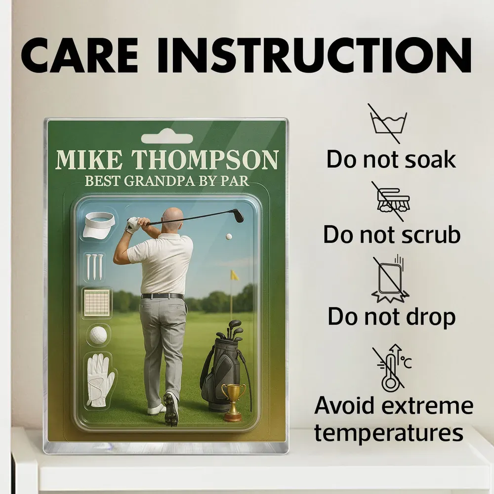 Personalized Acrylic Block Plaque Best Dad and Grandpa, Golf Lover, Realistic Figure Design - Get Photo Blanket