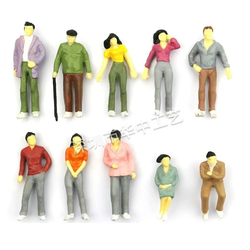 Namalu 14 Pcs 1: 25 Scale Miniature People Figurines Mini Architectural Plastic Small Dollhouse Figures Tiny Painted Model Train People for Projects Diorama Village (Mixed Color)