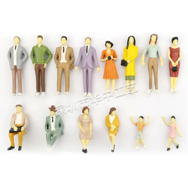 Namalu 14 Pcs 1: 25 Scale Miniature People Figurines Mini Architectural Plastic Small Dollhouse Figures Tiny Painted Model Train People for Projects Diorama Village (Mixed Color)