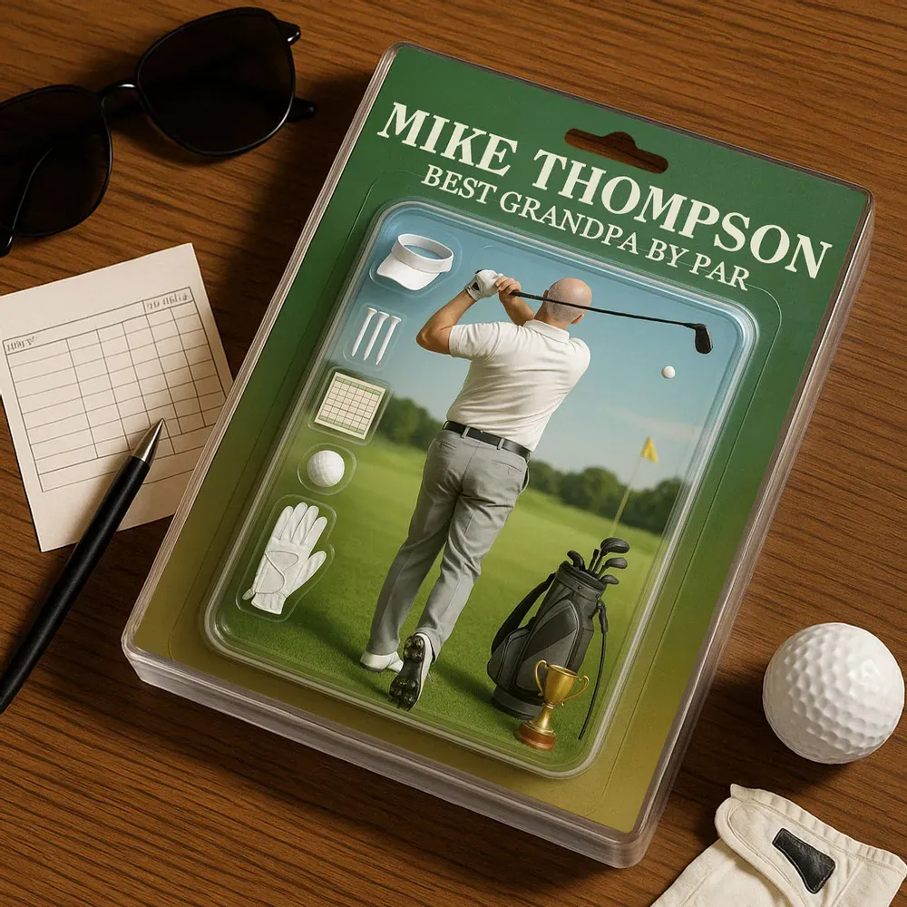 Personalized Acrylic Block Plaque Best Dad and Grandpa, Golf Lover, Realistic Figure Design - Get Photo Blanket