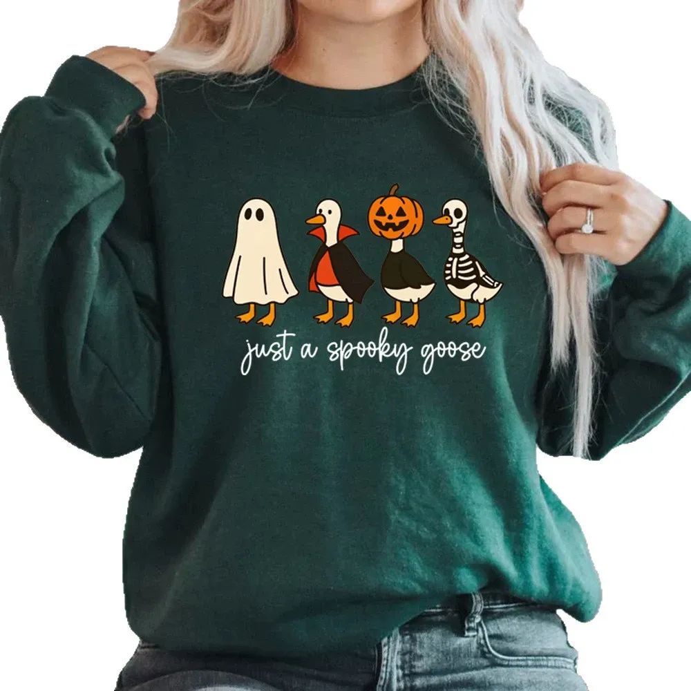 Just a spooky goose Sweatshirt, Just a Spooky Goose Sweatshirt, Halloween Sweatshirt, Skeleton Goose Tee, Spooky Season Shirt