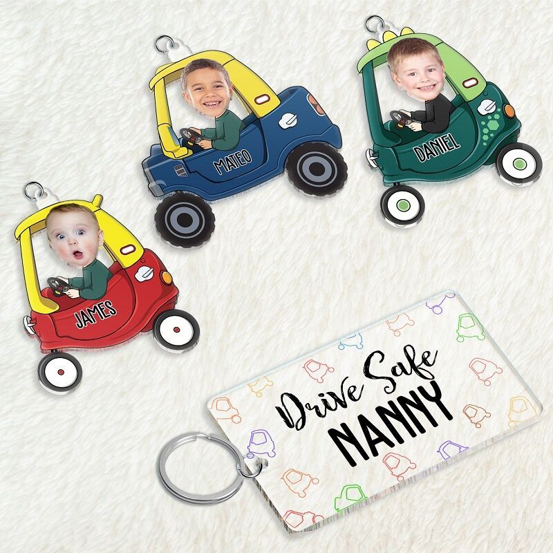 Personalized Keychain Custom Photo Optional Pattern Drive Safe Loving Father's Day Gift