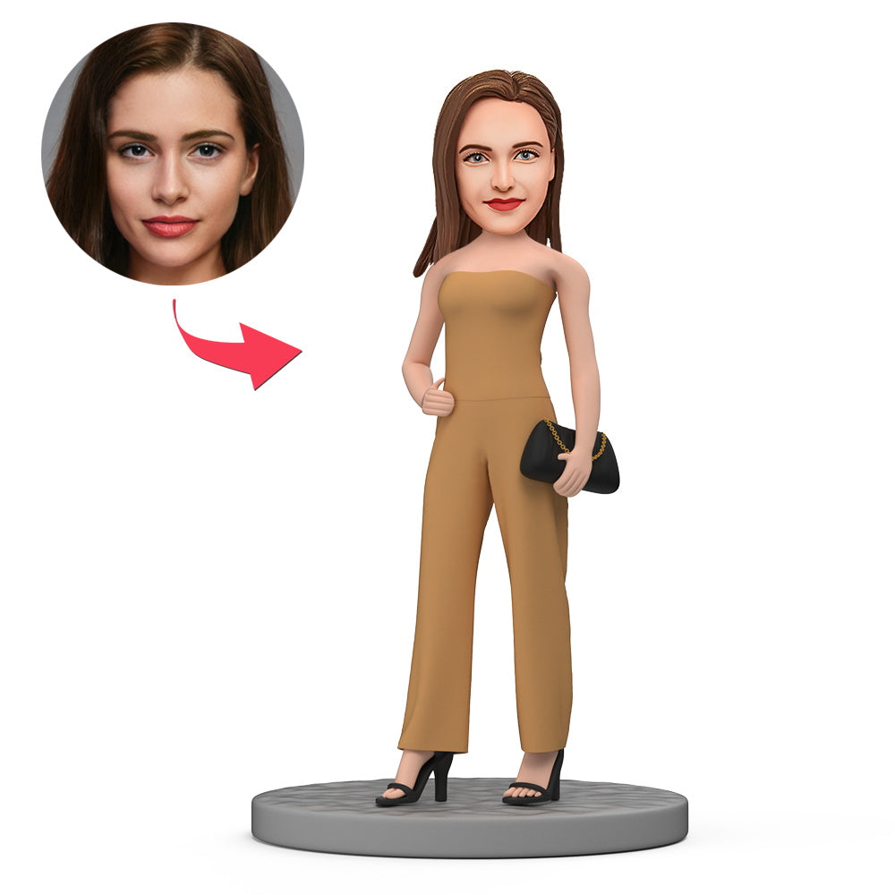 Fashionable Outfit Female Custom Bobbleheads with Engraved Text