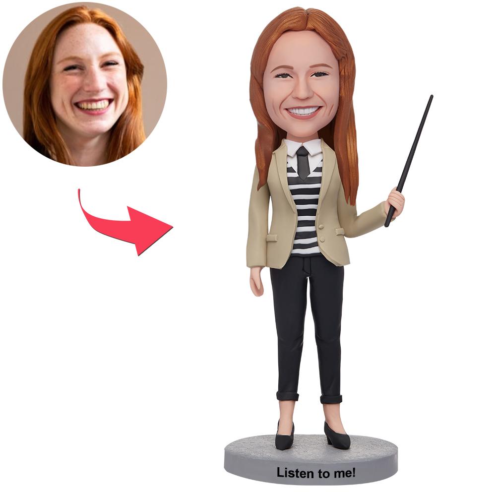 Female Teacher Custom Bobbleheads With Engraved Text