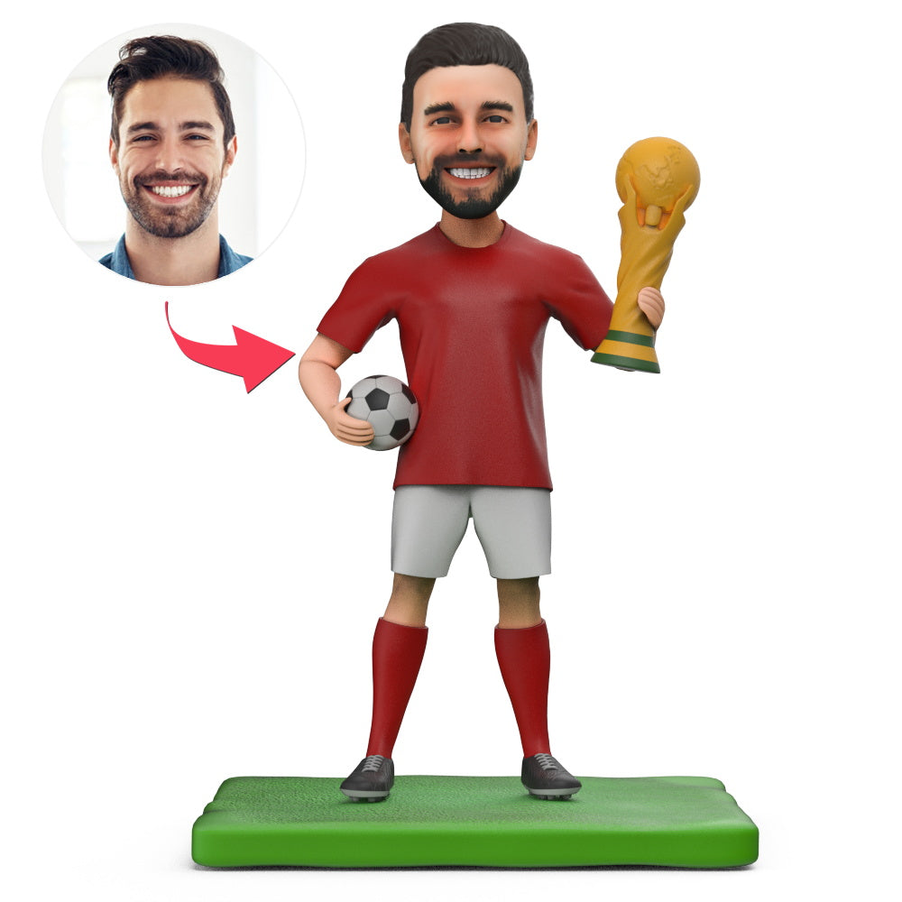 Football Lovers World Cup Champion personnalisé Bobblehead avec texte gravé
