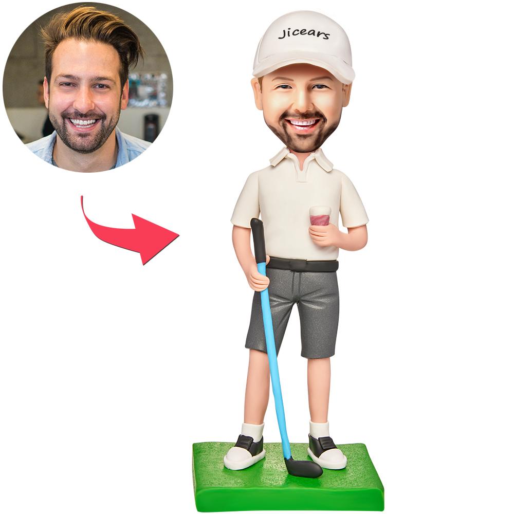 Golf Business Sportswear Casquette de baseball blanche Bobblehead personnalisée gravée avec texte