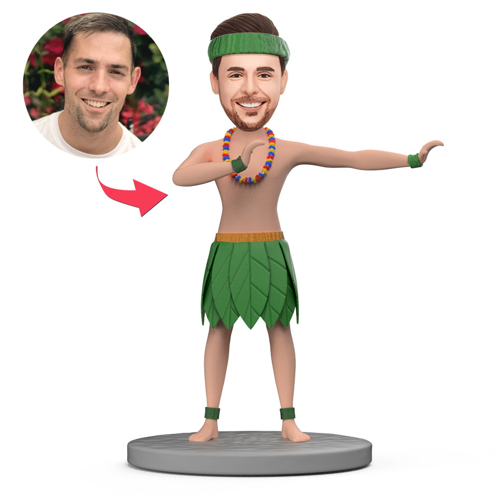 Hawaiian Hula Happy Boys Bobblehead personnalisé avec texte gravé