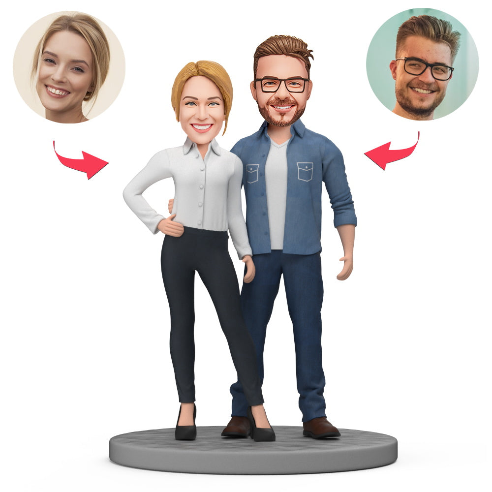 Personalisiertes Wackelkopf-paar-tragehemd Zum Valentinstag, Geschenk Für Paare - CustomBobbleheadsDE
