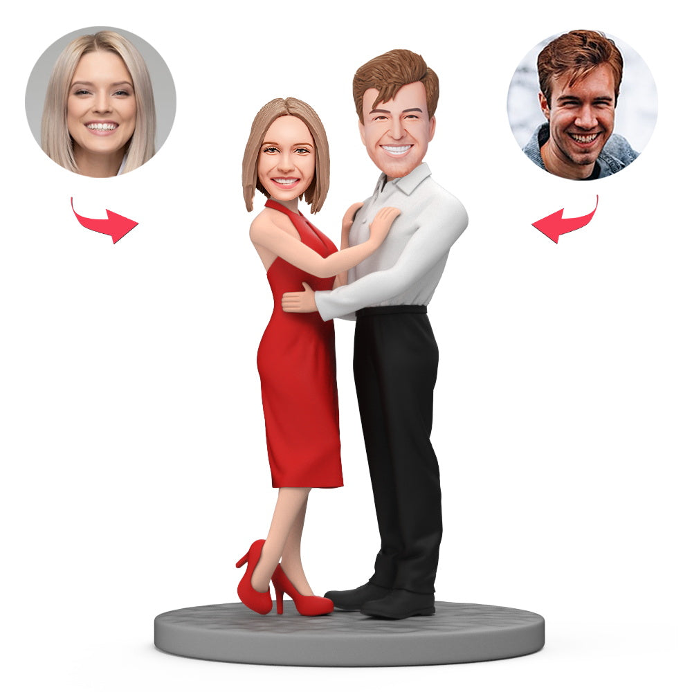 Valentinstagsgeschenk Für Paare, Individuelles Wackelkopfpaar In Kleidern - CustomBobbleheadsDE