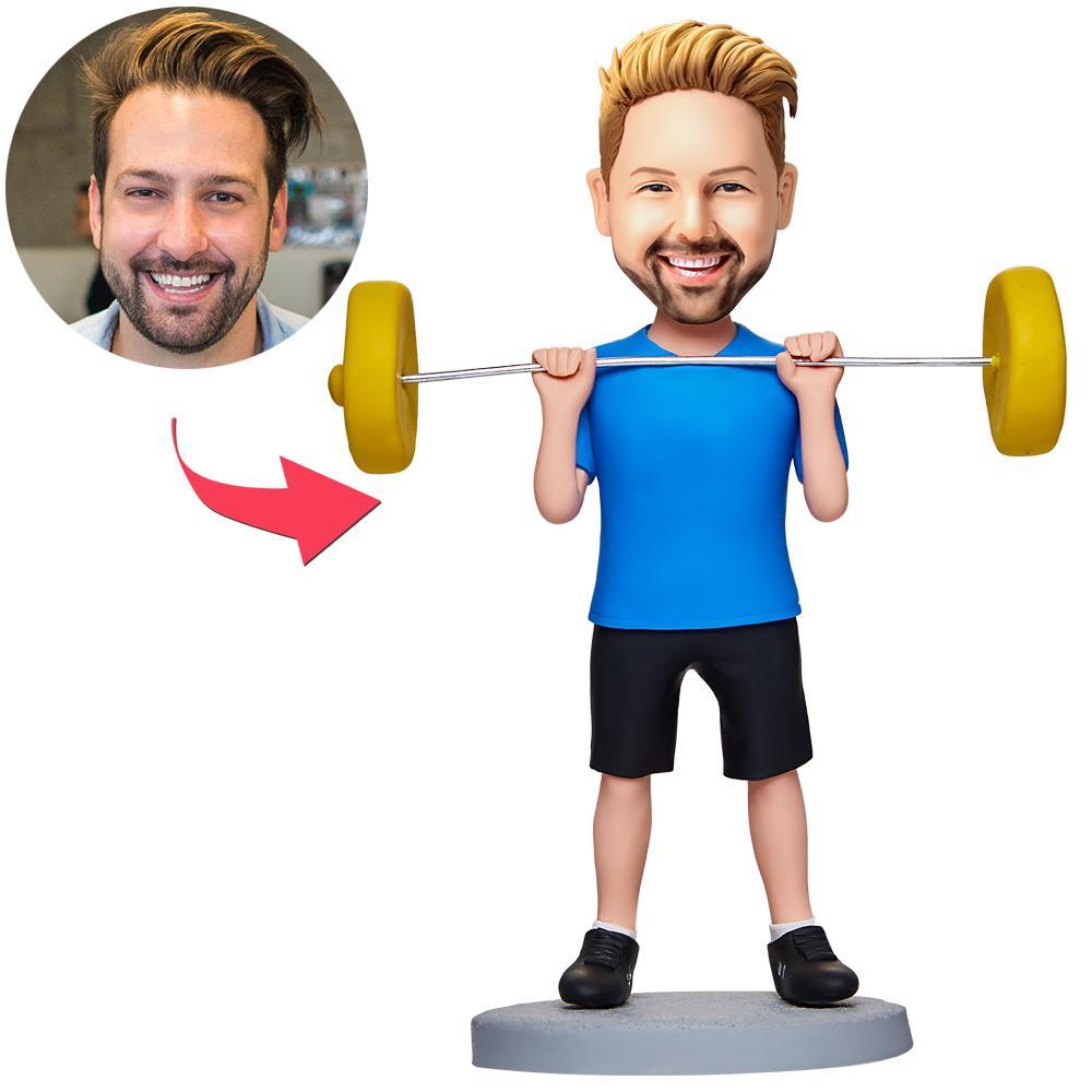 Wackelkopf Figuren Gewichtheber männlich Bobble Head Mit Graviertem Text