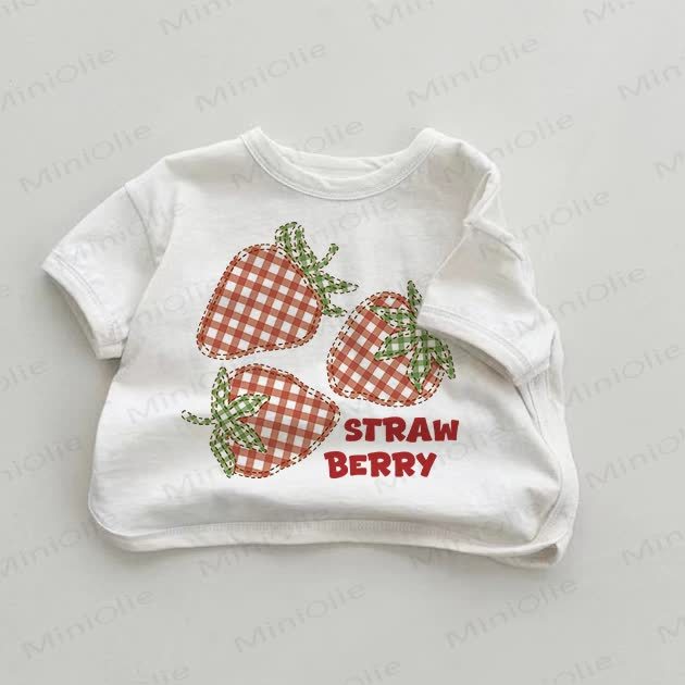 Baby Plaid Strawberry White T-shirt - White - 18-24M - image 1