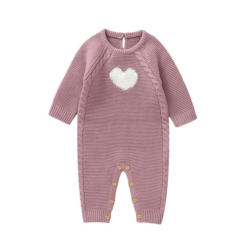 Baby Heart Knit Romper with Socks Gloves - image 8