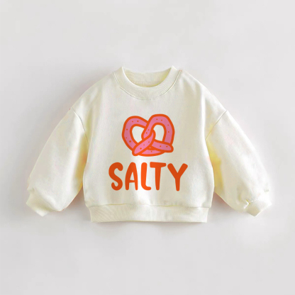 SALTY Baby Toddler Pretzel Sweatshirt - Cream - 3-5T - image 1