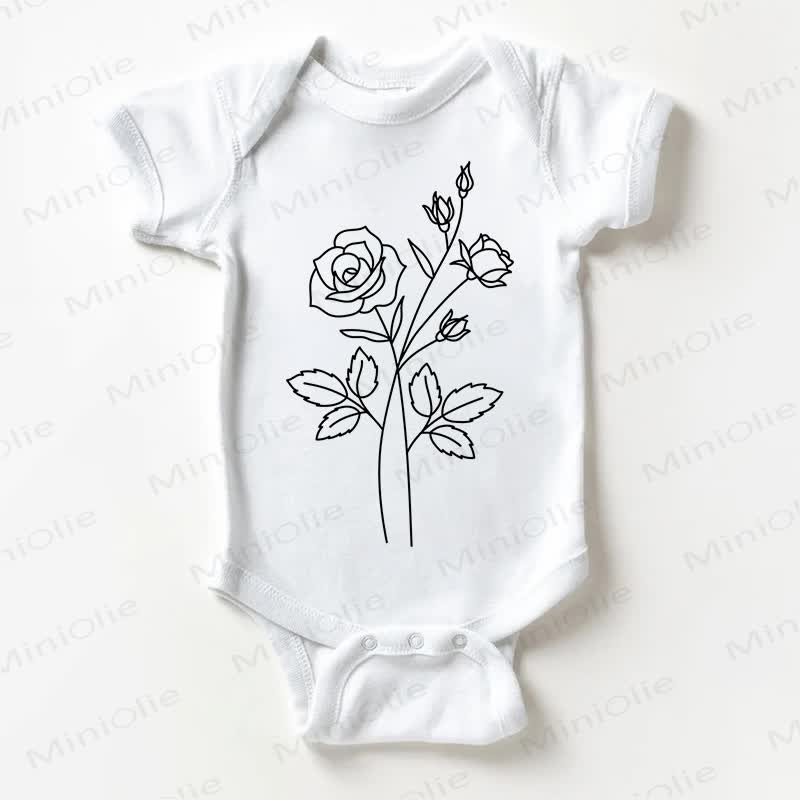 Baby Line-Art Flower White Bodysuit - White - 18-24M - image 1