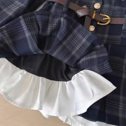 Toddler Preppy Style Plaid Dress with Belt - image 4