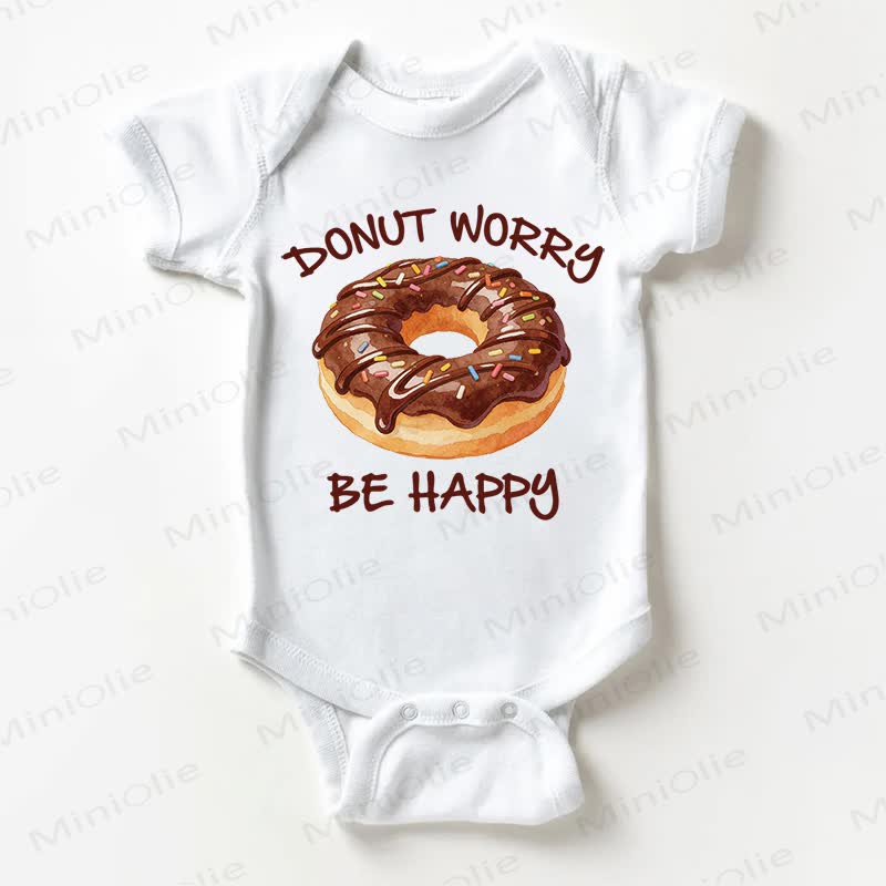 DONUT WORRY BE HAPPY Baby White Bodysuit - White - 18-24M - image 1