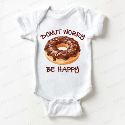 DONUT WORRY BE HAPPY Baby White Bodysuit - White - 18-24M - image 1