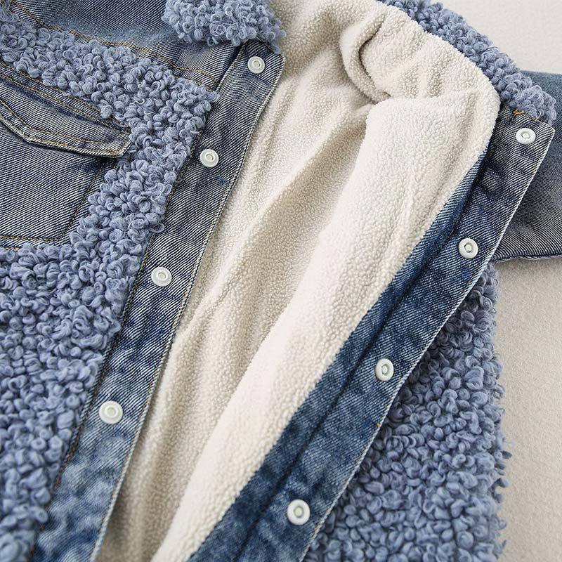 Baby Denim Blue Warm Fleece Romper - image 8